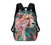 sinyumoney Leopard in Floral Jungle School Backpack Secondary Causal Travel High School Bags for Camping Outdoor Adventures And Daily Travel 17inch