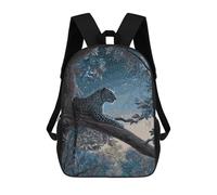 sinyumoney Leopard in Moonlit Tree Kids School Backpack 3D Printed Backpacks Fashion School Bag Rucksacks for Boys Elementary And Middle School Students 17inch