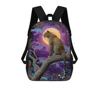 sinyumoney Leopard Moonlit Forest Art Print Rucksack Water Resistant Travel Backpack Computer Bag for Teenage Girls Boys Women Men 17inch