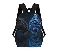 sinyumoney Leopard Reflections Blue Vs Black Backpacks Kids 17inch School Backpack School Bag 3D Printed School Bag for Boys Elementary And Middle School Students