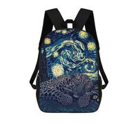 sinyumoney Leopard Sleeping Under Starry Night Sky 3D Printed Children's School Backpack for Kids High Capacity Travel Rucksacks Book Bags Kids School Bag Back Pack 17inch