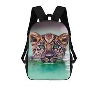 sinyumoney Leopard Swimming in Water Kids School Backpack 3D Printed Fashion School Bag Casual School Bag for Boys Elementary And Middle School Students 17inch