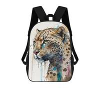 sinyumoney Leopard Watercolor Art Print Backpacks Kids School Backpack School Bag 3D Printed School Bag for Boys Elementary And Middle School Students 17inch