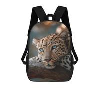 sinyumoney Leopard with Blue Eyes on Branch 3D Printed 17inch Kids School Backpack School Bag Fashion Rucksacks for Boys Elementary And Middle School Students