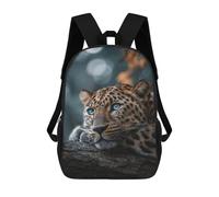 sinyumoney Leopard with Blue Eyes on Tree Branch -1 Backpack, Children's Backpack, Student School Bag Bookbag Rucksack, 3D Printed School Bag for Boys Girls 17inch