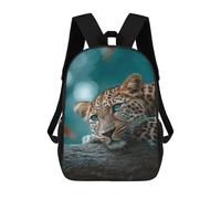 sinyumoney Leopard with Blue Eyes on Tree Branch Backpacks 3D Printed Kids School Backpack School Bag Fashion Rucksacks for Boys Elementary And Middle School Students 17inch