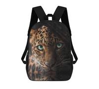 sinyumoney Leopard with Green Eyes 3D Printed Kids Backpacks Boys Fashion School Bag Travel Backpacks School Bags for Boys Elementary School Students 17inch