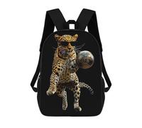 sinyumoney Leopard with Soccer Ball Backpacks Kids School Backpack School Bag 3D Printed School Bag for Boys Elementary And Middle School Students 17inch