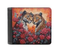 sinyumoney Leopards in Bloom 3D Print PU Leather Wallet Credit Card Cash Id Holder Leather Compartments Leather Wallet Youth Guys 11.7cm*9.5cm