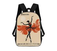 sinyumoney Les Danseurs American Ballet Festival Poster Children’s Backpack Girls Boys, 17 Inch Rucksack Bag, Daypack, Primary School, Perfect for Back to Kids