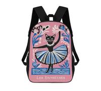 sinyumoney Les Danseuses Ballerina Cat Art Print 3D Printed Children's 17 Inch Backpacks 3D Printed Casual School Bag for Boys Elementary And Middle