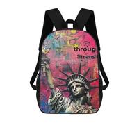 sinyumoney Liberty Statue Strength & Peace 3D Printed 17inch School Bag Children's School Backpack Travel Backpacks Casual Fashion Bag for Kids School Students