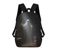 sinyumoney Library Ghost Backpacks Kids School Backpack School Bag 3D Printed School Bag for Boys Elementary And Middle School Students 17inch
