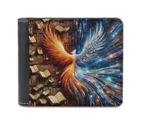 sinyumoney Library of Knowledge Digital Vs. Physical 3D Print Clutch Purse Slots ID Window RFID Blocking Leather Men's Wallet Youth Guys 11.7cm*9.5cm