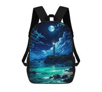 sinyumoney Lighthouse Fantasy Beach Backpack 3D Printed Kids School Backpack High Capacity Travel Backpacks Book Bags Kids Backpack 17inch