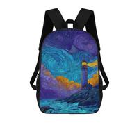 sinyumoney Lighthouse in Stormy Night Backpacks, Kids Backpack Student School Bag 3D Printed Travel Backpacks Fashion Accessory Backpack Children Waterproof School Bags 17inch