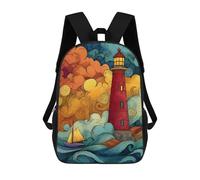 sinyumoney Lighthouse in Stormy Seas Backpack School Bag Large School Backpack for Boys - Perfect for Travel, Work And Daily Use 17inch