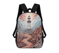 sinyumoney Lighthouse in The Clouds Kids School Backpack 3D Printed Backpacks Fashion School Bag Rucksacks for Boys Elementary And Middle School Students 17inch