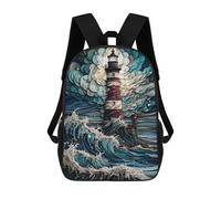 sinyumoney Lighthouse in The Storm School Bag 3D Printed 17inch Backpacks Fashion Kids School Backpack Rucksacks for Boys Elementary And Middle School Students