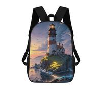 sinyumoney Lighthouse Ocean Fantasy Backpack School Bag Backpack For Girls Boys Backpacks Large Capacity Kids Backpack Lightweight School Bags For Kids Students 17inch