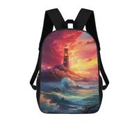 sinyumoney Lighthouse Ocean Sunset Backpack School Bag High Secondary School Bags Casual Backpack - Perfect for Travel, Work And Daily Use 17inch