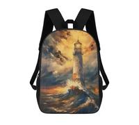 sinyumoney Lighthouse Oil Painting Rucksack Large Lightweight Casual Backpack for Campus Outdoor Travel Sports 17inch