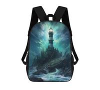 sinyumoney Lighthouse on A Rocky Shore Kids Backpack, Kids School Bag 3D Printed School Backpacks for Boys And Teenager School Students 17inch