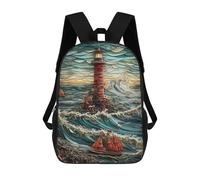 sinyumoney Lighthouse Paper Quilling 3D Printed Kids School Bag Rucksacks Children's School Fashion Casual Back Pack High Capacity Travel Book Bags Backpack for Kids 17inch
