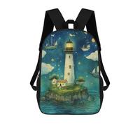 sinyumoney Lighthouse Starry Night School Bags Secondary Causal Travel High School Bags for School/Work/Travel 17inch