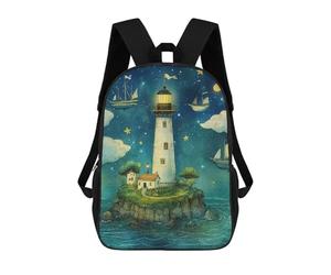 sinyumoney Lighthouse Starry Night School Bags Secondary Causal Travel High School Bags for School/Work/Travel 17inch