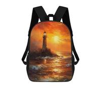 sinyumoney Lighthouse Sunset Backpack School Lightweight Schoolbag Dayback Bookbag College for Men/Women 17inch