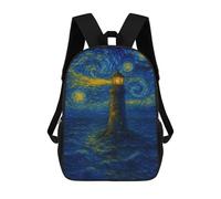 sinyumoney Lighthouse Under Starry Night Sky Kids Backpack Fashion Fun Backpack Book Bag for Boys And Teenager 3D Printed School Bags for Boys 17inch