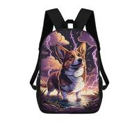 sinyumoney Lightning Storm Corgi Adventure Kids Children School Backpack 17 Inch Bookbags Casual Travel Rucksack Boys Girls Large Capacity Daypack 17inch