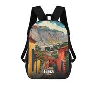 sinyumoney Lima, Peru Travel 3D Printed Children's School Backpack for Kids Travel Rucksacks Book Bags Kids School Bag 17inch