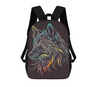 sinyumoney Line Art Wolf 3D Printed 17inch School Bag Children's School Backpack Travel Backpacks Casual Fashion Bag for Kids School Students