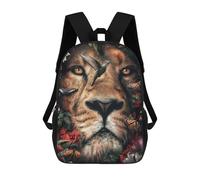 sinyumoney Lion Amidst Flowers -3 3D Printed Children's School Backpack for Kids High Capacity Travel Rucksacks Book Bags Kids School Bag Back Pack 17inch