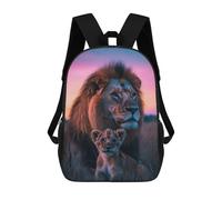 sinyumoney Lion And Cub at Sunset Backpacks Kids School Backpack Fashion School Bag 3D Printed School Bag for Boys Elementary And Middle School Students 17inch