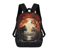 sinyumoney Lion And Tiger A Mythical Encounter Kids Backpacks Children Bag,Anime Bag,Large Capacity Kids Backpack, 3D Printed Children's,Student Schoolbag,Kids Boys Girls School Bag 17inch