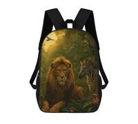 sinyumoney Lion And Zebra in Jungle Backpacks Kids Student Schoolbag,3D Printed Backpacks,Elementary And Middle School Students Backpacks for Boys Girls 17inch