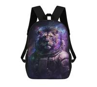 sinyumoney Lion Astronaut in Space -4 Children's 17 Inch School Backpack 3D Printed Cool Knapsack for Kids Travel Rucksacks Book Bags Kids School Bag