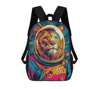 sinyumoney Lion Astronaut Space 3D Printed Kids School Bag Rucksacks Children's School Fashion Casual Back Pack High Capacity Travel Book Bags Backpack for Kids 17inch