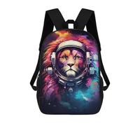 sinyumoney Lion Astronaut Space Art Print Children's Backpacks School Backpack 3D Printed for Kids Travel Rucksacks Book Bags Kids 17inch School Bag
