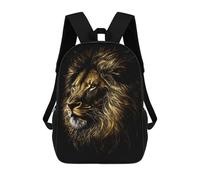 sinyumoney Lion Black Gold Dark BG Children's Backpacks School Backpack 3D Printed for Kids Travel Rucksacks Book Bags Kids 17inch School Bag
