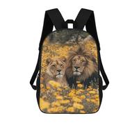 sinyumoney Lion Couple in Yellow Flowers-1 Rucksack School Secondary High School College Backpack Travel for Campus Outdoor Travel Sports 17inch