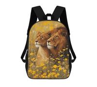 sinyumoney Lion Couple in Yellow Flowers-3 Backpack School Water Resistant Travel Backpack Computer Bag - Perfect for Travel, Work And Daily Use 17inch