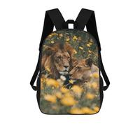 sinyumoney Lion Couple in Yellow Flowers Backpack School Bag Business Durable Laptop Bag for Campus Outdoor Travel Sports 17inch