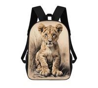 sinyumoney Lion Cub In The Savannah School Backpack Lightweight Airport College Students Back Pack- Perfect for Travel, Work And Daily Use 17inch