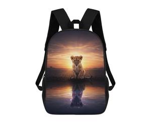 sinyumoney Lion Cub Reflection at Sunset Backpack Kids School Bag Boys Cartoon 3D Print Students Schoolbag Laptop Daypack for Boys Girls 17inch