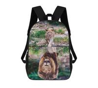 sinyumoney Lion Cub Water Reflection 3D Printed 17 Inch School Backpack Casual Children's Backpacks 3D Printed for Boys Elementary And Middle