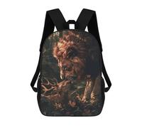 sinyumoney Lion Deer Forest Magical Backpack Kids School Backpack School Bag 3D Printed Fashion School Bag for Boys Elementary And Middle School Student 17inch